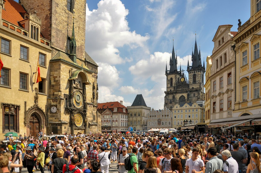 crowd at town square
